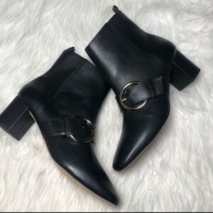 Frances Valentine Boots Cassie Heeled Ankle Booties in Black Leather